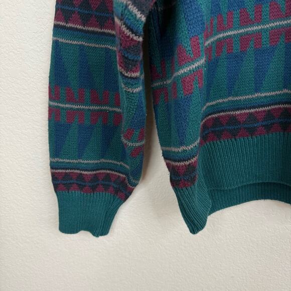 VTG LOBO By Pendleton Men’s Sz L Aztec Pattern Cotton Style 80s Made USA Sweater - Picture 6 of 14